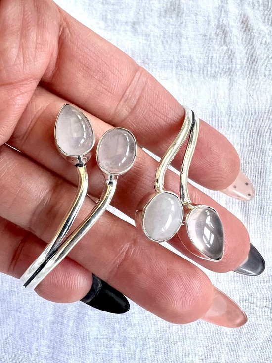 Jewelry - 925 Rose Quartz Adjustable Cuff Bracelet